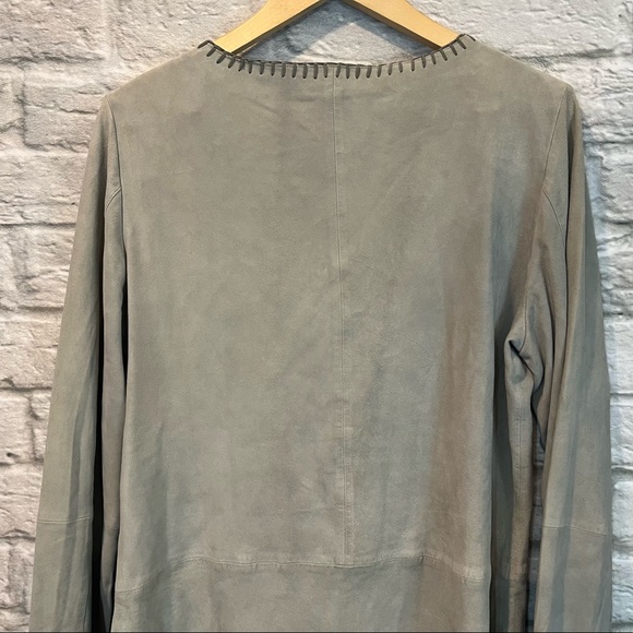 NWT Brooke & Goldie Women’s Large Goat Leather Light Grey V-Neck Long Sleeve Top - Picture 8 of 13